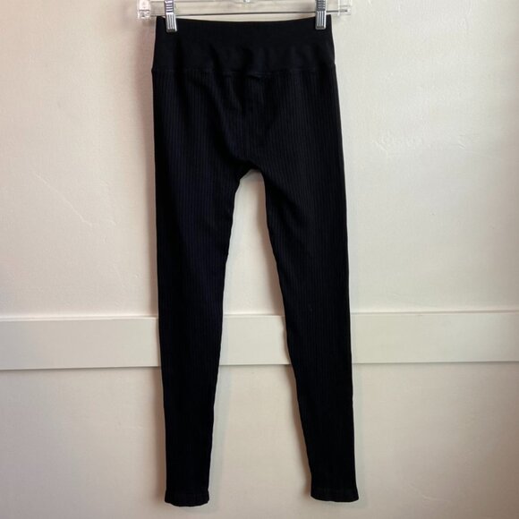 NWOT NUX Black Ribbed Leggings - Picture 2 of 6